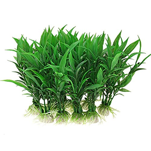 Tonsee Aquarium Wasserpflanzen,Plastikpflanzen, 10 PCS Künstliche Pflanzen Aquariumpflanze Fisch Tank Dekoration Bunt Kunststoff Künstliche Gras Dekoration Wasser Aquarium 10cm (Grün) Cover