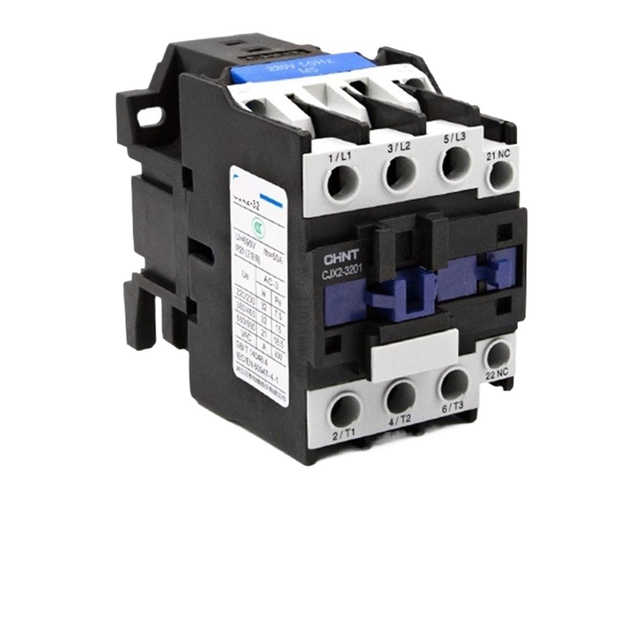 Contacteur de puissance CJX2 32A triphasé bobine 380V pour moteur électrique et rail DIN