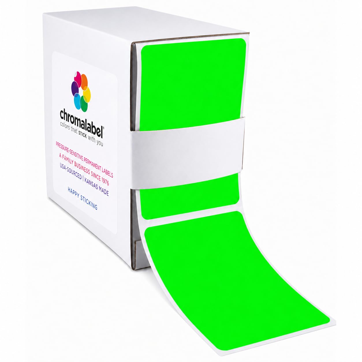 ChromaLabel - Etiquetas adhesivas cuadradas, codificación por color, 5 x 7,6 cm, adhesivo permanente, con superficie de escritura, caja dispensadora con 250 unidades