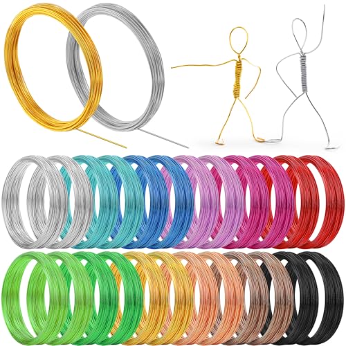 Fil aluminium de qualité pour bijoux colorés - 25 rouleaux de fil métallique flexible 0,8 mm