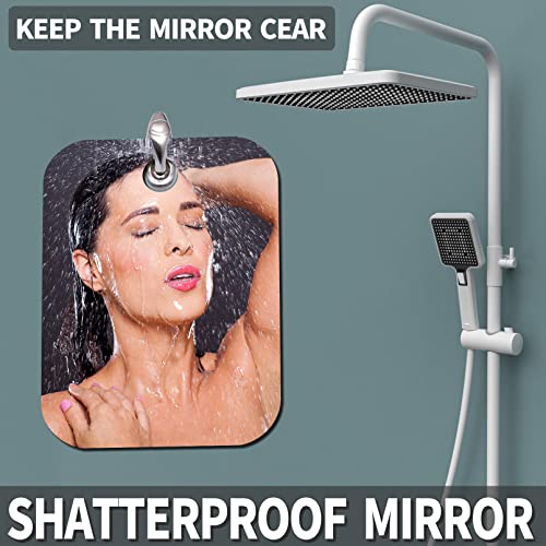 Image of Shower Mirror No Fog Shaving, 6 inchx8.1 inchAnti-Fog Bathroom No Fog Shaving Mirror Plexiglass Indestructible Luxury Plexiglass Makeup Mirrors,Acrylic Mirror Tiles