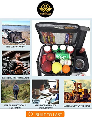 Wildebeest Large Lunch Box Insulated Leakproof Cooler Bag Reusable Lunch Bag For Adult (Grey) #TOP2