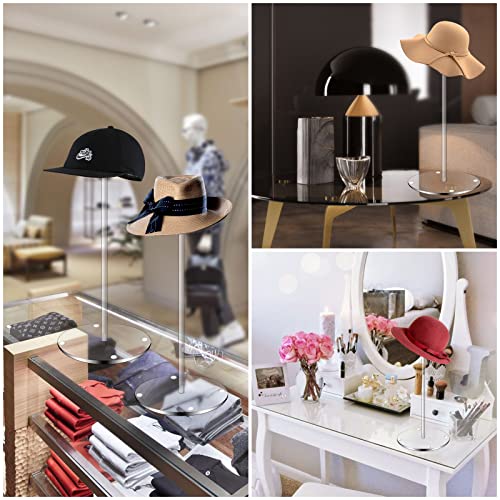 4 Pack Acrylic Hat Stand Wig Display Rack Clear Pedestal Stand Round Acrylic Risers Suitable For Placing And Displaying Various Hats, Wigs, And Watch Jewelry (15.7 Inch In Height, Round Bottom) #TOP6