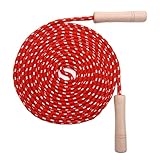 Homello 5M Lange Double Dutch Springseil für Kinder, Springen Seil mit Holzgriff und Baumwollseil, ideal für Fitness Training/Spiel/Fett Brennen Übung - 16FT (Rot)