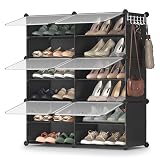 SONGMICS Shoe Rack, 6-Tier with Doors, 24-Pair Storage Cabinet