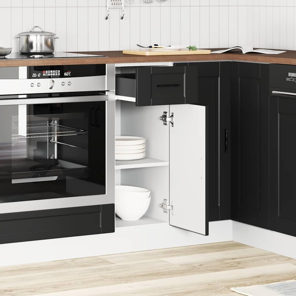 vidaXL Armoire de Cuisine Porto Noir Bois d ingénierie