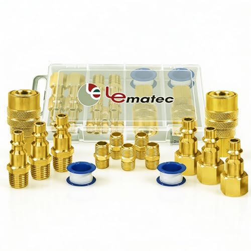 LE LEMATEC 15-PC Air Compressor Hose Fitting Kit - 1/4