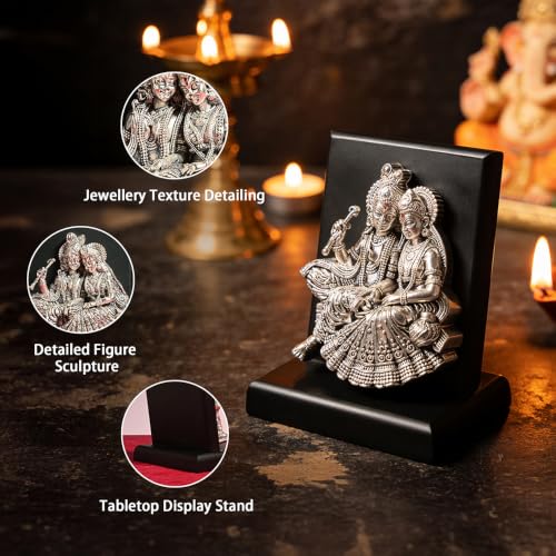 Image of Pure 999 Silver-Plated Radha Krishna Idol | Auspicious Spiritual Gift for Wedding, Anniversary, Housewarming, Puja & Home Temple Decor | Grih Pravesh and Pooja Ghar Gift