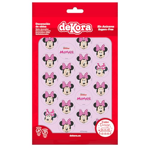 Dekora, Minnie Maus Mini-Oblaten, Essbare Dekorationen für Cupcakes, Muffins und Plätzchen, Rund 3,4 CM