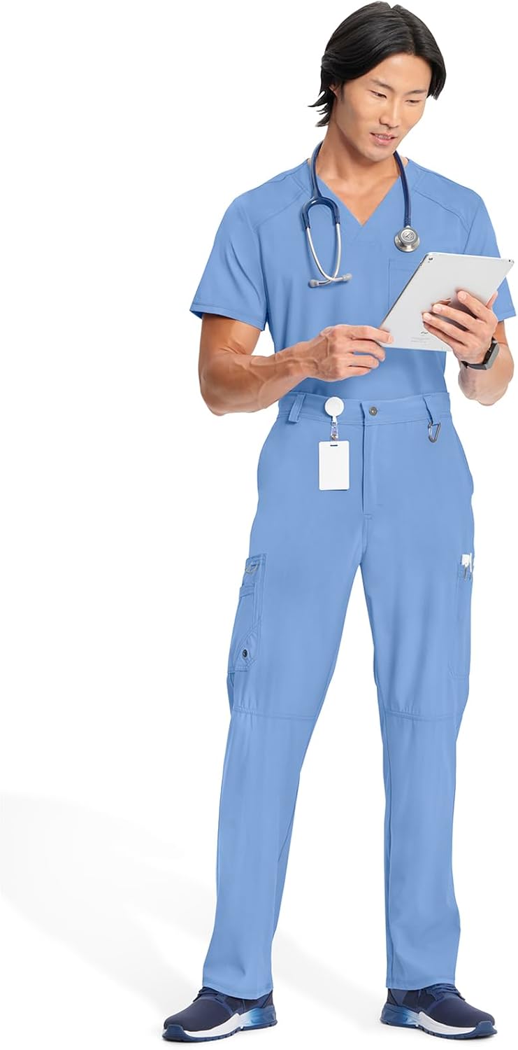 Cherokee Infinity Men Scrub Pants, 6 Pockets, Tapered Leg with Zip Fly Front and Inside Functional Drawstring Cargo - CK200A - Image 3