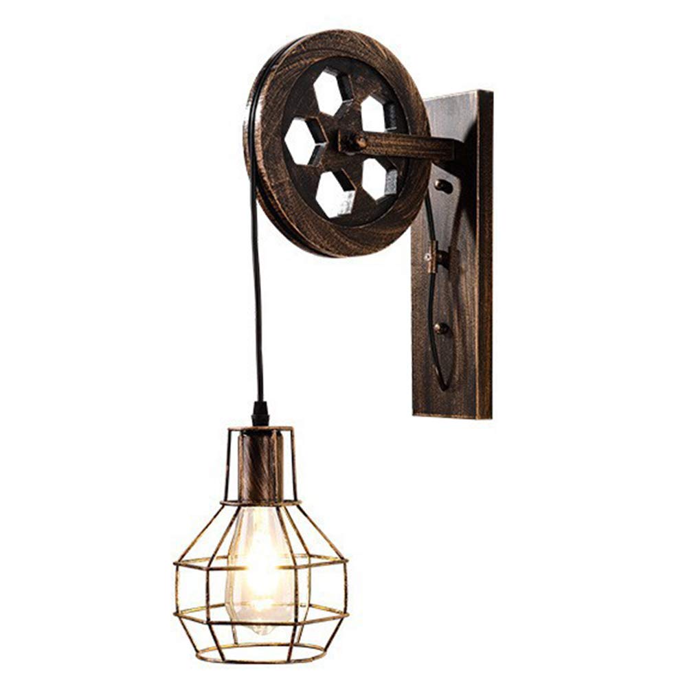 Wandleuchte Industrie Vintage Oben unten Wandlampe Rolle Wandbeleuchtung Bronze Wandlicht rustikal Esszimmer Fluren Dielen Esstisch Korridor Gang Wandleuchten Eisen Cafe Shop E27
