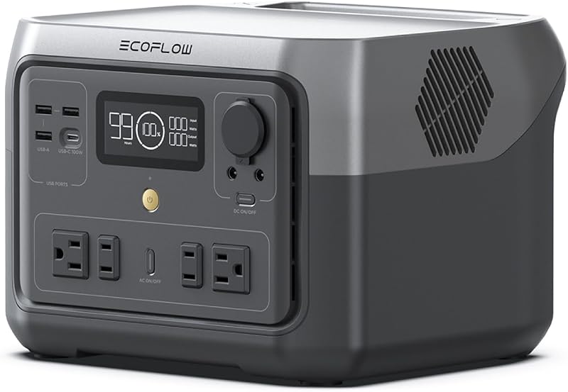 Central eléctrica portátil River 2 Max 500, 499Wh 500W | 1 hora de carga rápida, batería LiFePO4, generador solar de salida de hasta 1000W (panel solar opcional) para camping al aire libre/vehículos recreativos