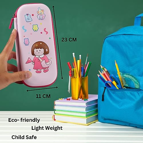 Image of LONGMIRE Plastic Pencil Box with Code Lock Pen Case Large Capacity Multi-Layer Multi-Function Storage Bag Secret Compartment Pencil Box for Kids- Multi-Color (Doll Pouch)