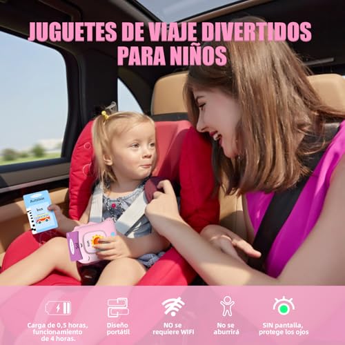 Miniatura 7 de Tarjetas Flash Parlantes Juguetes Educativos Para Niños 2 Años 112 Hojas 224 Palabras Tarjetas Parlantes Juguetes De Aprendizaje Talking Flash Card, Español Inglesas Bilingüe Rosa