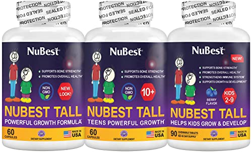 NuBest Bundle of Trio Height Growth Tall for Children (5 Tall 10+ for Children (10+) and Teens Tall Kids 90 Chewable Tablets for Kids 2 to 9 - Helps Height Growth, Healthy Height
