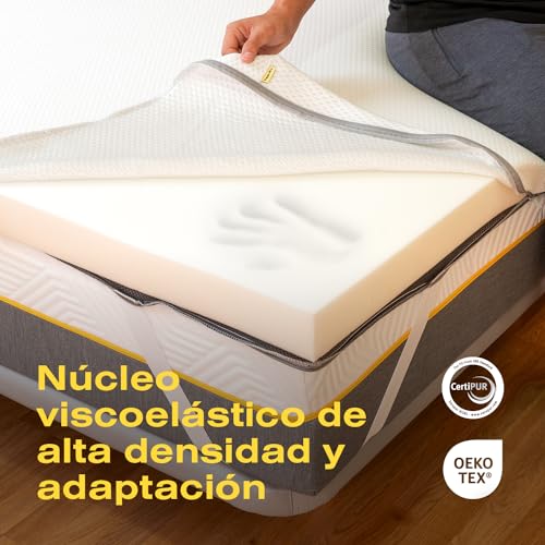 Miniatura 2 de Ferlex - Topper Viscoelástico 80x190 Cm Grosor 7cm Viscoelástico 100 Sobrecolchón Transpirable Y Desenfundable