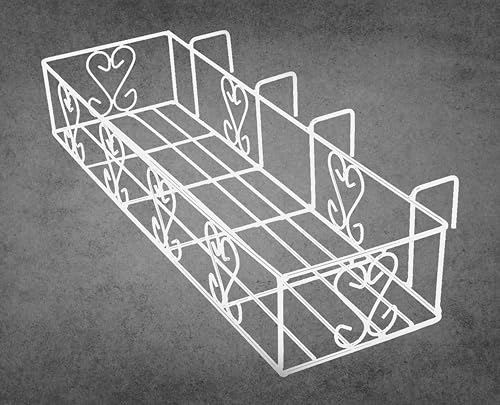 Image of IRON LANDS Railings Pot Stand, Hanging pot stands for plants in balcony Railing Gamla for Decoration Items Indoor Outdoor Stand for Home Living Room Garden Decor (Pack of 1 - White)