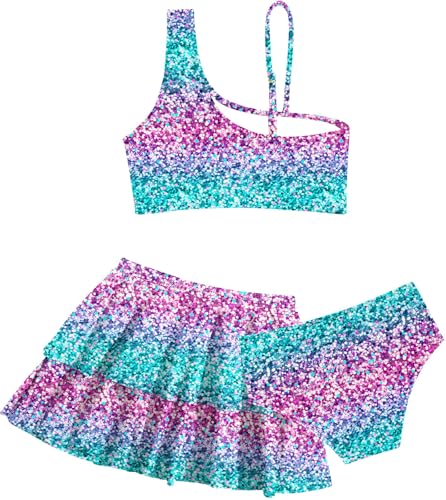 Image of RAISEVERN Girls Swimsuit 3 Piece Bathing Suits Cute Swimwear for 5-12 Years