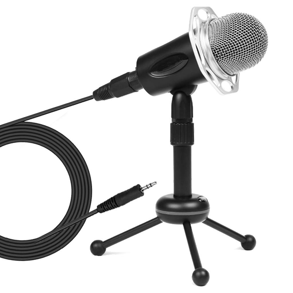 Mikrofon do nagrywania studyjnego, mikrofon pojemnościowy do transmisji ze stojakiem na telefon komputer PC połączenia konferencyjne, transmisja na żywo, podcasting, gry, śpiew karaoke,Black