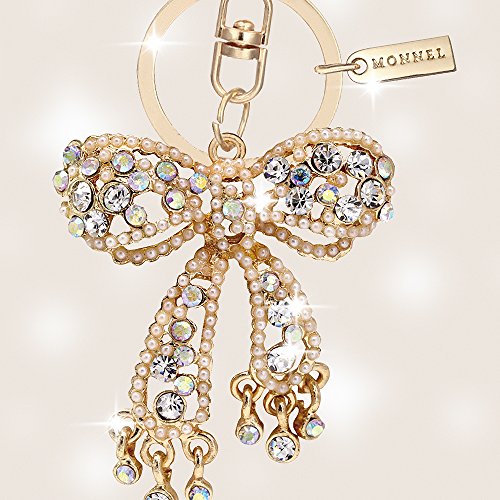 Bling Crystal Bow Design Keychain Key Ring With Pouch Bag Mz871-1 #TOP1