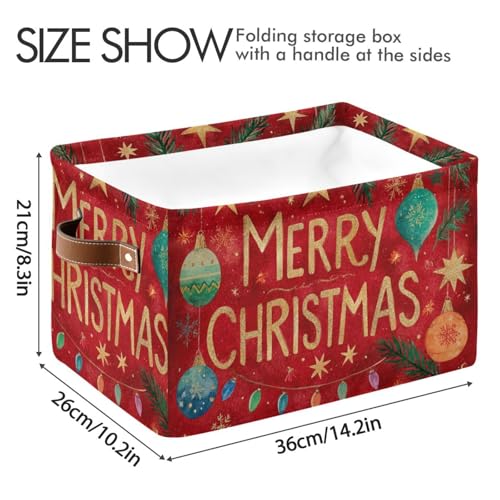 Image of Aslsiy Storage Basket Christmas Festive Balls Leaves (2) Nursery Bins Baby Box Canvas Clothes Shelf Basket Laundry Hampers 2 Pcs