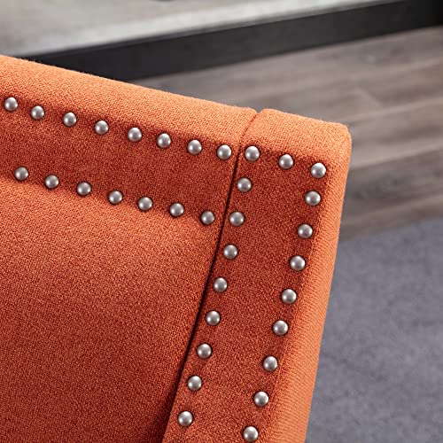 Homsof Accent Armchair Living Room Chair With Nailheads And Solid Wood Legs, One Size, Orange #TOP2