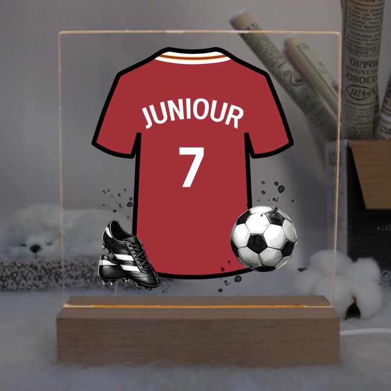 ukgiftstoreonline Personalised LED Football Night Light, 22cm Kids Bedroom Lamp, Birthday Gift