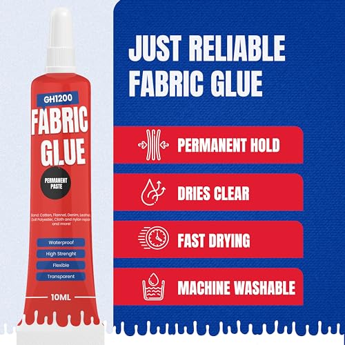 Gh1200 PARENT FABRIC Glue Permanent (10 Ml X 8), Fabric Glue For Clothing Permanent Washable For Rhinestones, Patches thumb #5