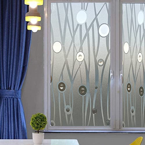 Image of SUNBIRD Window Film Privacy Colorful Window Sticker, Decorative Window Vinyl, Adhesive Home UV Blocking, Heat Insulation Static Cling for Bathroom Office (24 X 60 INCHES, Vine BEL Frosted)