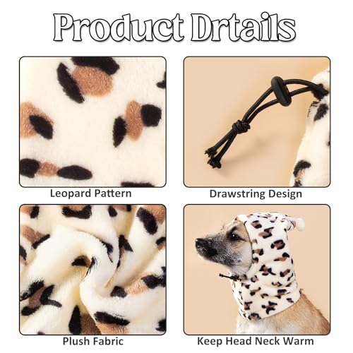 BT Bear Plush Dog Hats,Warm Pet Cover,Winter Hat Dog Head Wrap Quiet Ears for Dogs,Muffs Noise Protection for Small Medium Dogs (Leopard,S) - Image 3