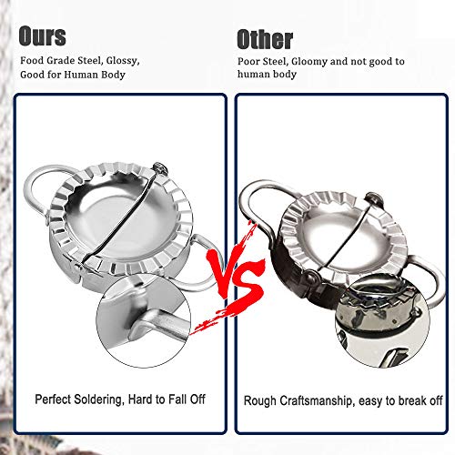 RichSmile Dumpling Maker with 3PC Dumpling Cuts, Dumpling Press,Stainless Steel Empanada Pierogi Press,Pie Ravioli Dumpling Wrappers Mold Pot Sticker Kitchen Accessories(9.5cm/3.74