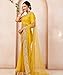IMTRA FASHION Net Saree for Women Indian Ethnic Dress Wedding Gift Embroidery Sari with Unstitched Blouse Piece-Yellow