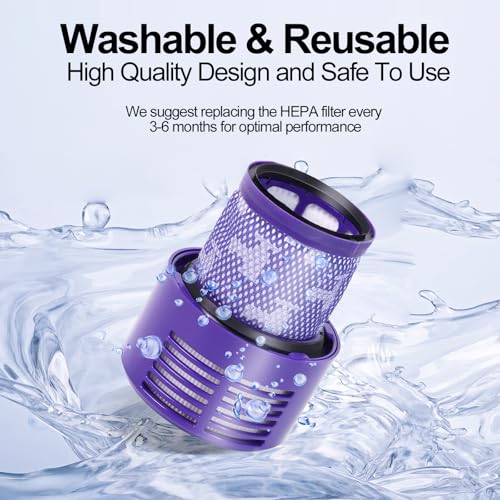 Filter Replacement for Dyson Cyclone V10 SV12, 2 Pack Filter & 1 Clean Brush Compatible with Dyson Cyclone V10 Animal Absolute Motorhead SV12, Replaces Part # 969082-01