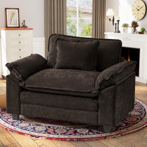 CDCASA 50'' Oversized Accent Chair, Chenille Comfy Cloud Armchair, Grayish Brown