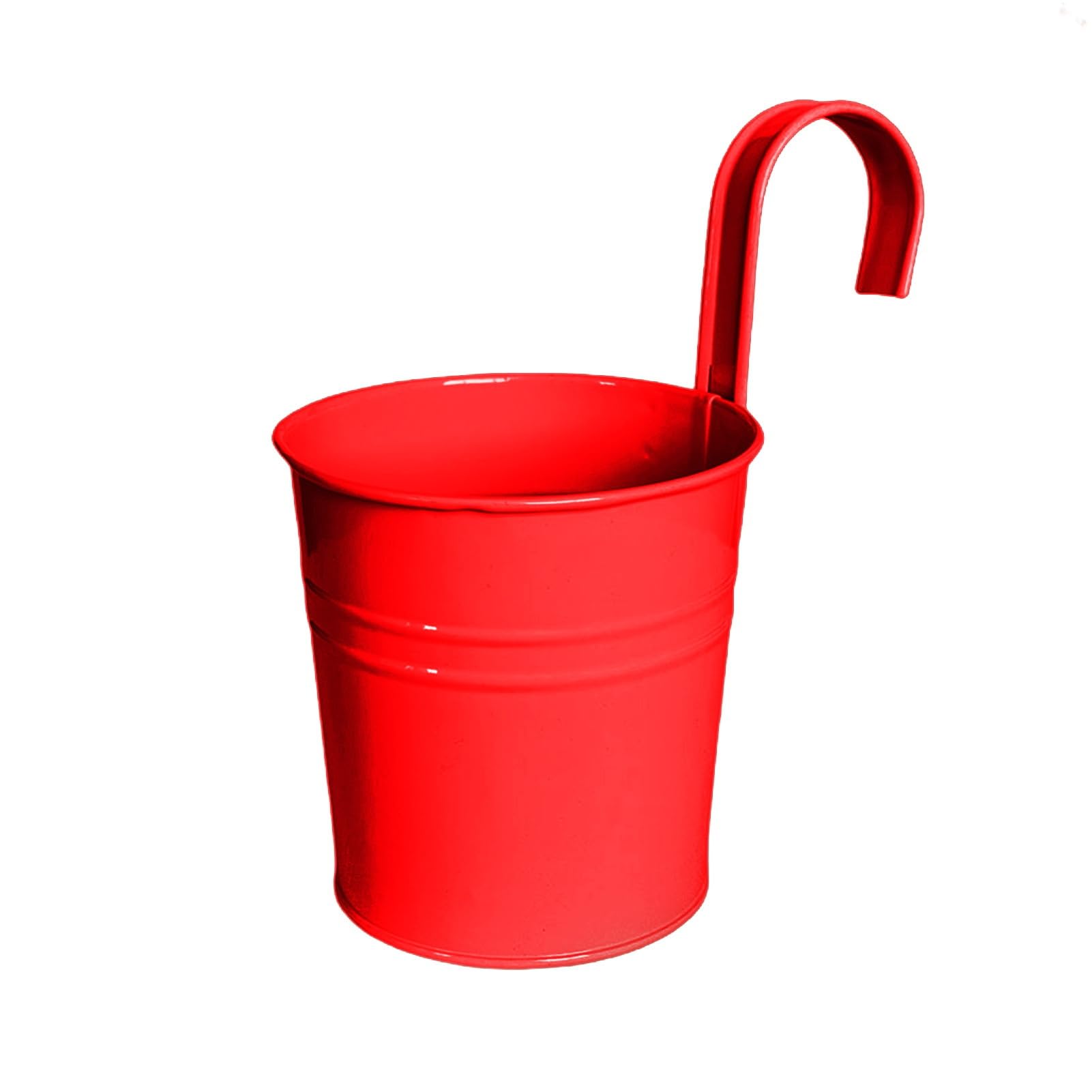Hanging Metal Planter Flowerpot with Detachable Hook Drain Hole Railing Plant Pot for Balcony Garden Fence