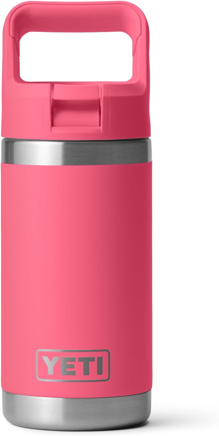 YETI Rambler Jr. 12 oz Kids Bottle, with Straw Cap, Tropical Pink