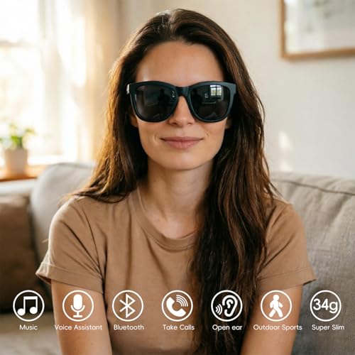 BluKaSa Smart Glasses | Bluetooth Glasses | 34g Ultra-Light Frame for Outdoor | Hands-Free Calls, Music & Voice Control | 8-10H Battery USB-C Charging(Black Polarized UV400 Lenses) - Image 4