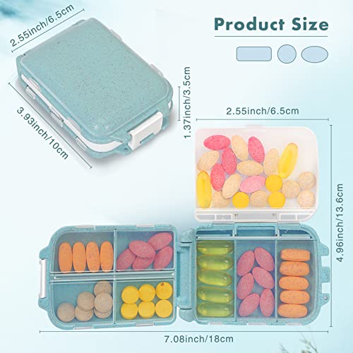 Skycase Pill Organizer, [2 Pack] Pill Cases, [Folding Design] Weekly Pill Case Organizer 7 Day, 8 Compartments Portable Travel Pill Box For Pocket Purse Medicine Vitamin Holder Container,Blue #TOP4