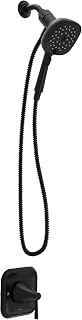 Ronan Matte Black Single-Handle Modern Shower Faucet with Square Handheld Rain Shower Spray Head Featuring Magnetix, Valve Included, 82023BL