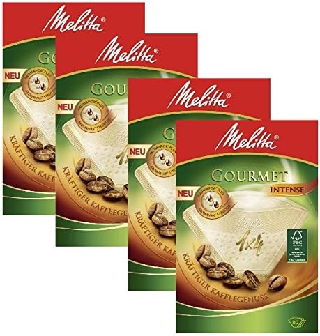 4 BOXES of Melitta Size 1x4 Gourmet Intense Coffee Filters, Pack of 80