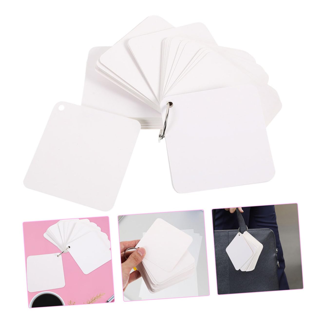 Leere Papierkarten 300 Blatt Weißes Papier für Notizen | 6 Ringe, Glatte Oberfläche, Leicht zu Beschreiben, Tragbar und Vielseitig für Selbstgemacht Karten