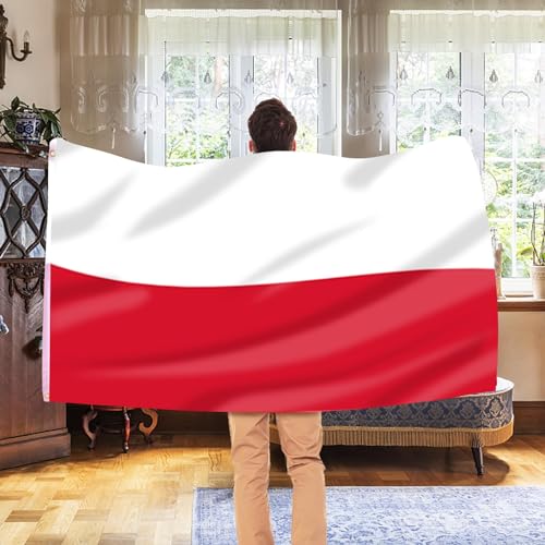 Image of AhfuLife Polish Flag Poland Flag 3x5 Ft, Large Polish National Flags for Outside - Double Side with Brass Eyelets for Olympic Party Decorations, Bar Garden Street Decoration Indoor Outdoor