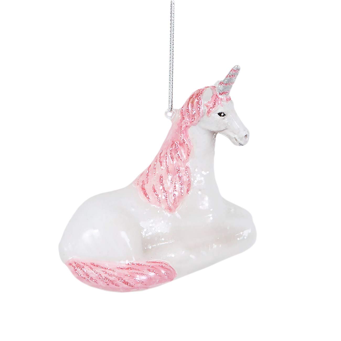 Sass & Belle White/Pink Pastel Sitting Unicorn Shaped Bauble