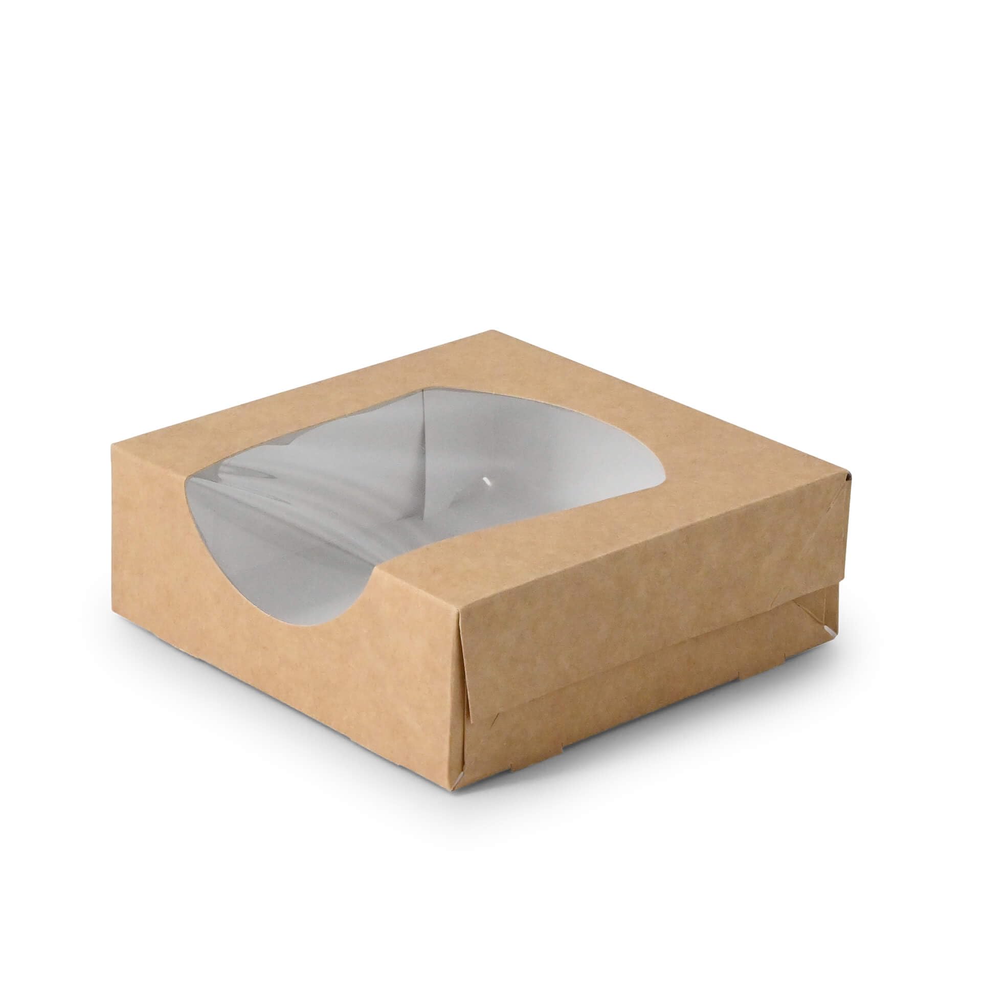 BIOZOYG Patisserie-Schachtel Karton braun 600ml I Kompostierbare Verpackung Geschenk-Karton mit Sichtfenster aus PLA I Gebäck- und Kekskarton I 250x11,8x11,8x4cm