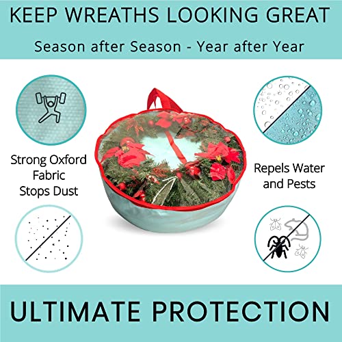 Seasonal Wreath Storage Container - Water Resistant Holder With Clear Plastic Front For 24 Inch Wreaths - Modern Storage Bag By Clutter Armour - Protection For Holiday And Christmas Wreaths #TOP7