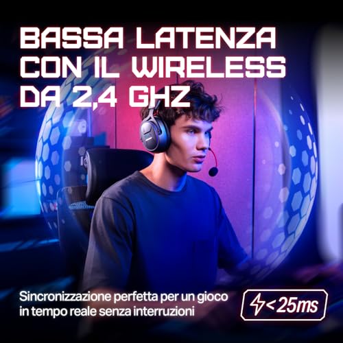 Storm G2 Cuffie da Gioco Wireless, Audio Surround Virtuale 7,1, 3 Modalità EQ, Bassa Latenza 2,4 GHz, Driver da 50 mm, Luce RGB, Bluetooth 5.3, Compatibile con PC, Console, Cellulare, Nero - Cuffia gaming - Immagine 5
