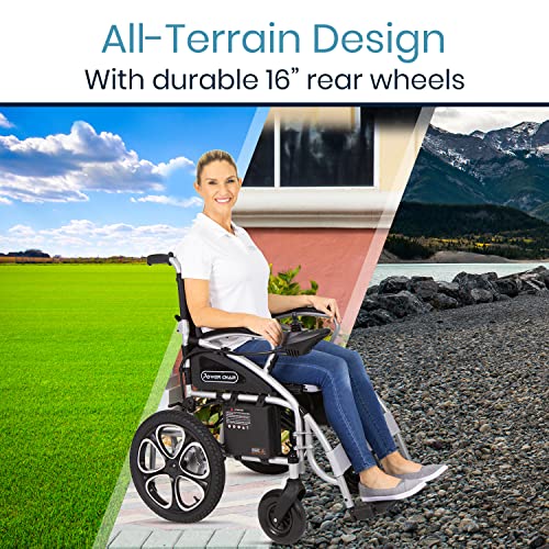 Vive Folding Electric Wheelchair - Foldable Wheel Chair, Narrow Power Scooter, Heavy Duty, Tsa Approved - Compact Size For Seniors Adults - Battery Portable, Folds, Shock-Absorbing (16 X 30 X 28.5) #TOP5