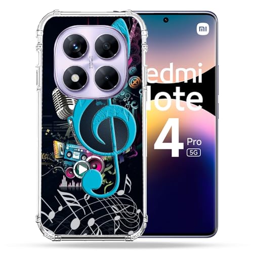 Coque Xiaomi Redmi Note 14 Pro 5G renforcée bleu clé de sol musique