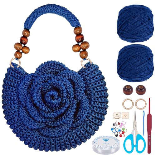 Image of ACRNIGHEET Crochet Kit for Beginners Adults Crochet Purse Bag for Women DIY Tote Bag Making Kit with Step-by-Step Tutorials Hobbies Project for Starter Boho Style Gift for Friends