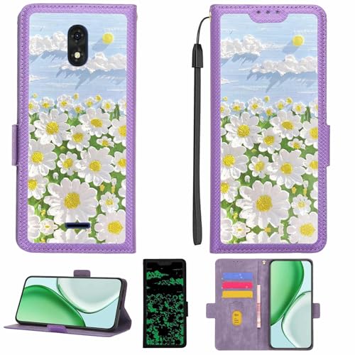 Kinetijy Case Compatible for Lanix Ilium X550 Phone Case Flip Cover [with Tempered Glass Screen Protector][RFID Blocking][Luminous Effect] LPT-CJ